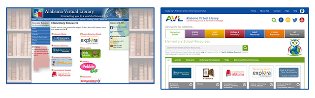 Image of Elementary Resources Page Before and After